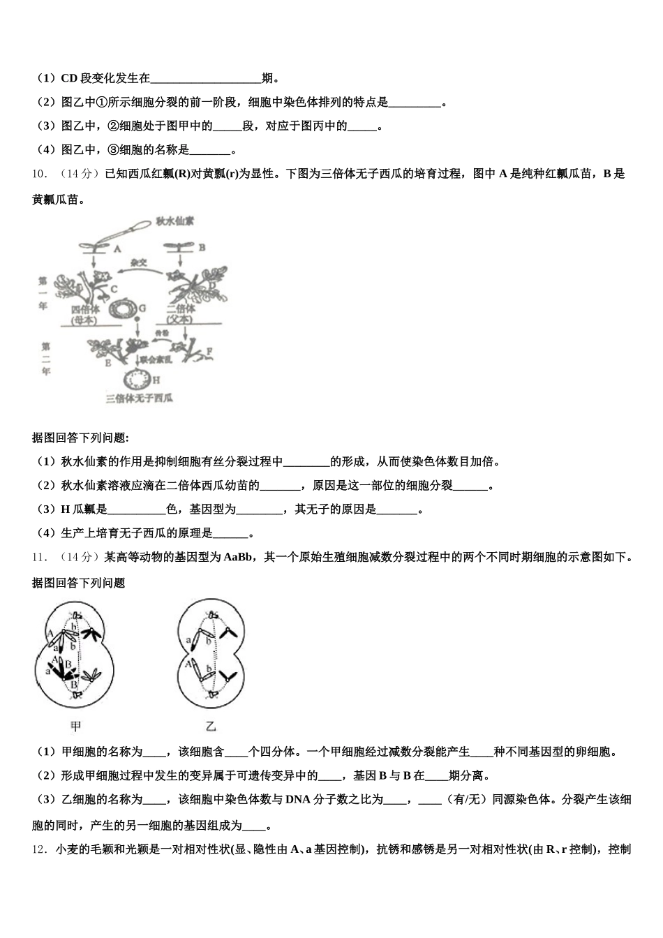 2025届湖南省长沙市岳麓区湖南师范大学附中生物高一下期末经典模拟试题含解析_第3页