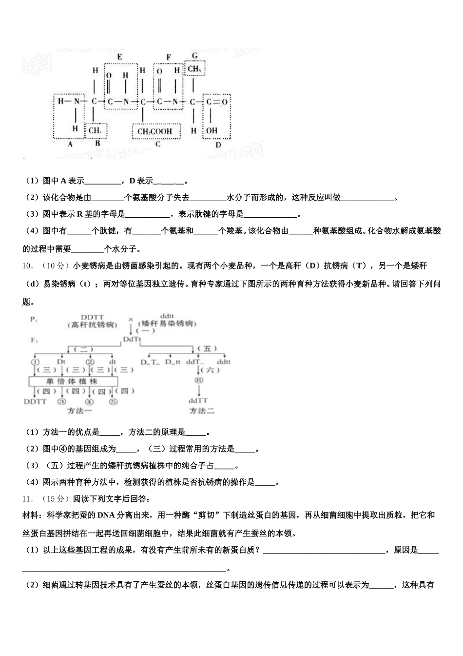 2024-2025学年湖南长沙县三中高一生物第二学期期末联考模拟试题含解析_第3页