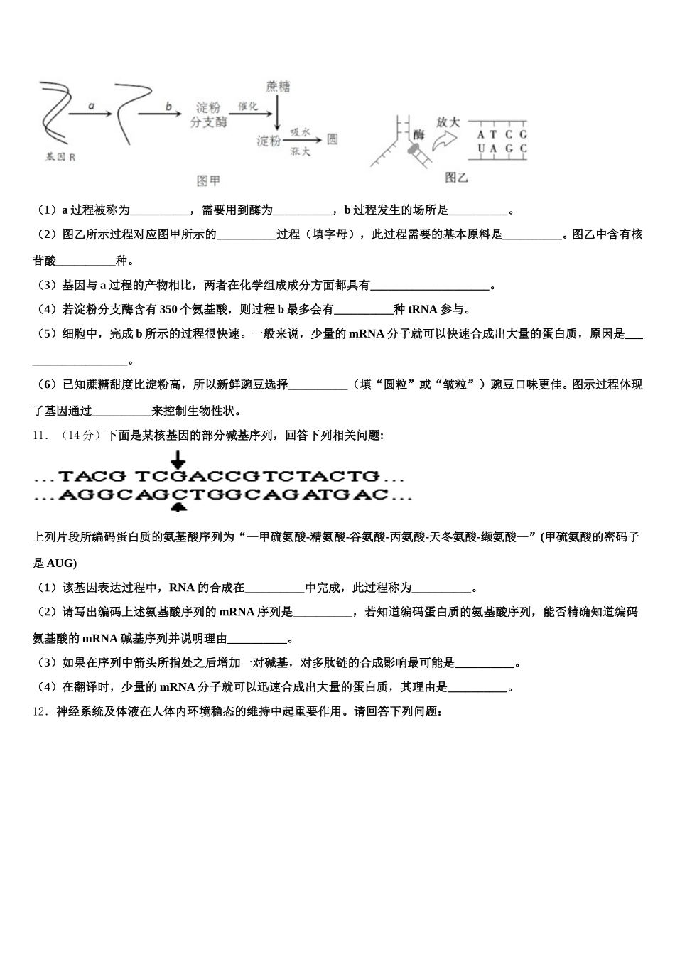 2025届湖南省长沙浏阳市高一生物第二学期期末学业水平测试模拟试题含解析_第3页