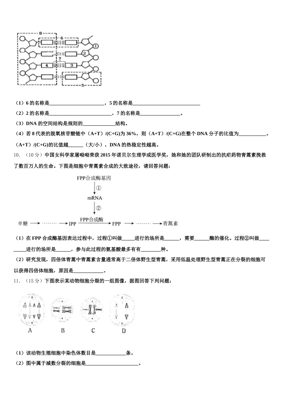 湖南省湘潭县一中、双峰一中、邵东一中、永州四中2025年高一生物第二学期期末达标测试试题含解析_第3页