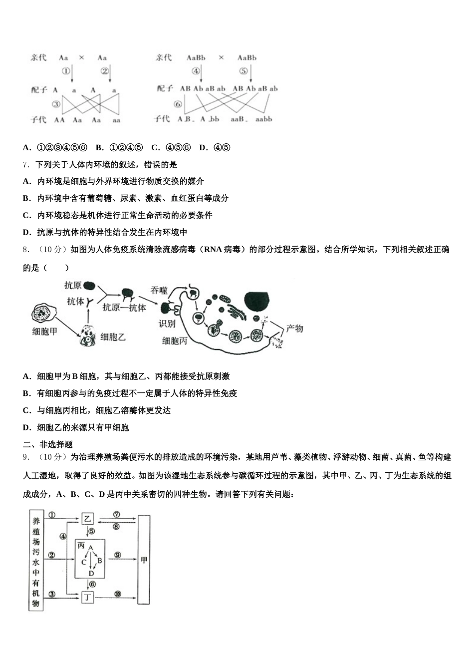 2025届湖南省邵阳市洞口一中、隆回一中、武冈二中高一下生物期末联考模拟试题含解析_第2页