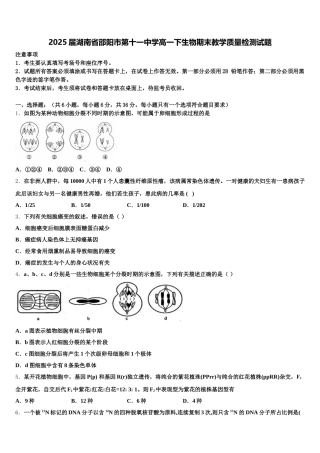 2025届湖南省邵阳市第十一中学高一下生物期末教学质量检测试题含解析