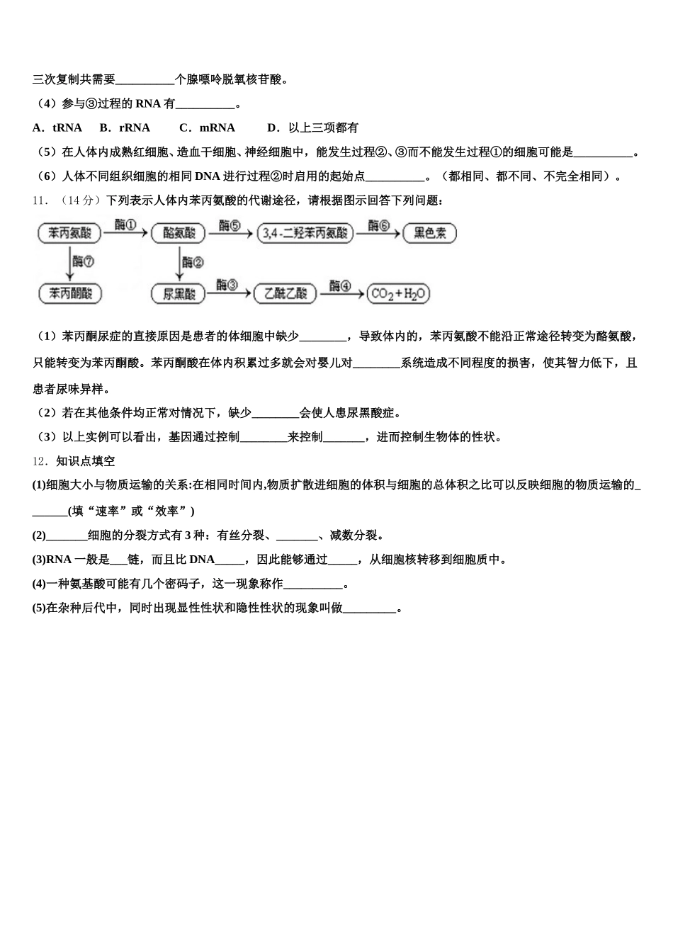 湖南省新课标2025年生物高一下期末达标检测模拟试题含解析_第3页