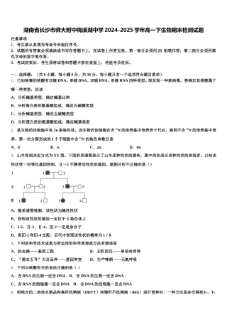 湖南省长沙市师大附中梅溪湖中学2024-2025学年高一下生物期末检测试题含解析