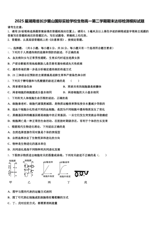 2025届湖南省长沙麓山国际实验学校生物高一第二学期期末达标检测模拟试题含解析