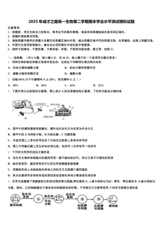 2025年成才之路高一生物第二学期期末学业水平测试模拟试题含解析