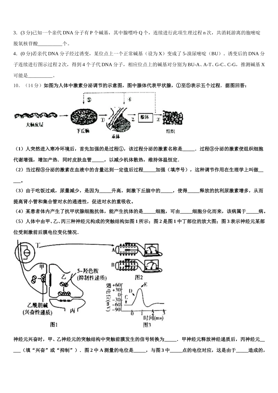 2025年湖南省衡阳市第八中学高一下生物期末监测试题含解析_第3页