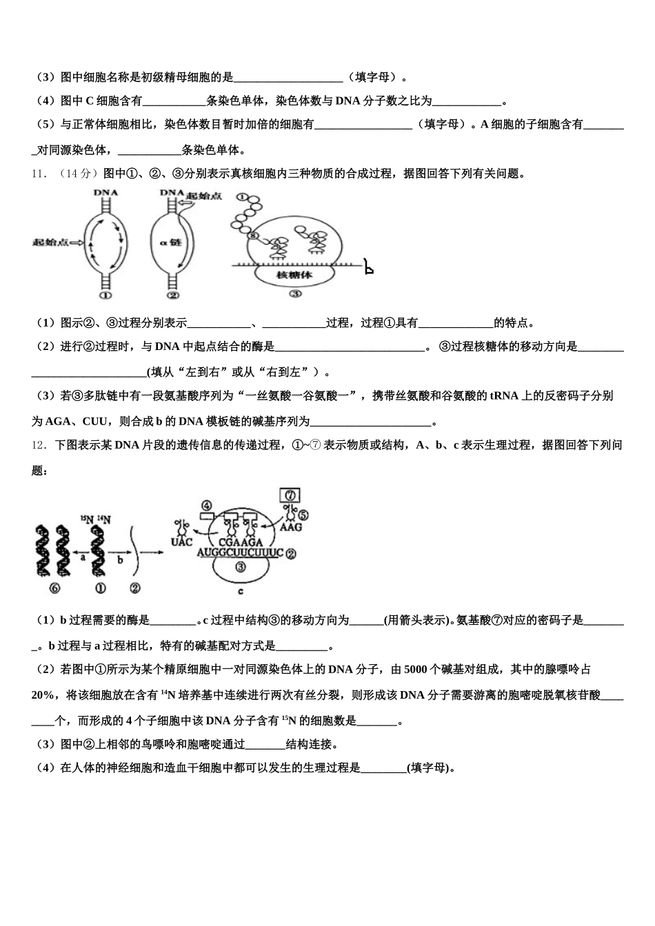 2025届湘赣十四校、等高一下生物期末复习检测试题含解析_第3页