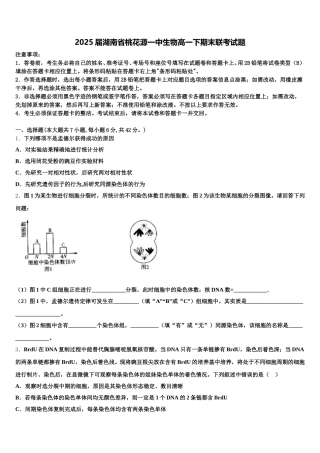 2025届湖南省桃花源一中生物高一下期末联考试题含解析