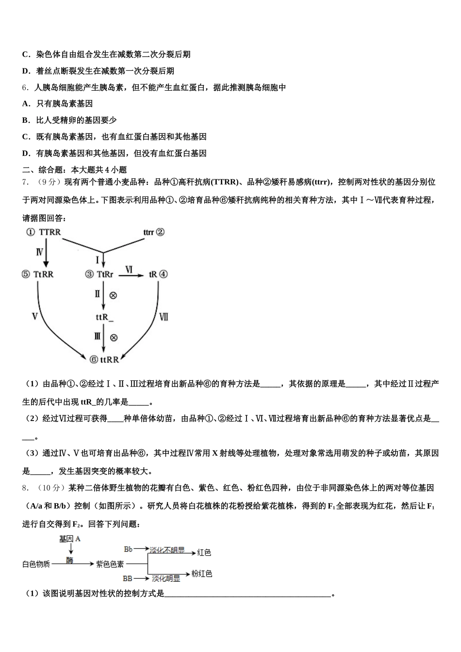2025年湖南省邵阳市洞口一中、隆回一中、武冈二中生物高一第二学期期末调研模拟试题含解析_第2页