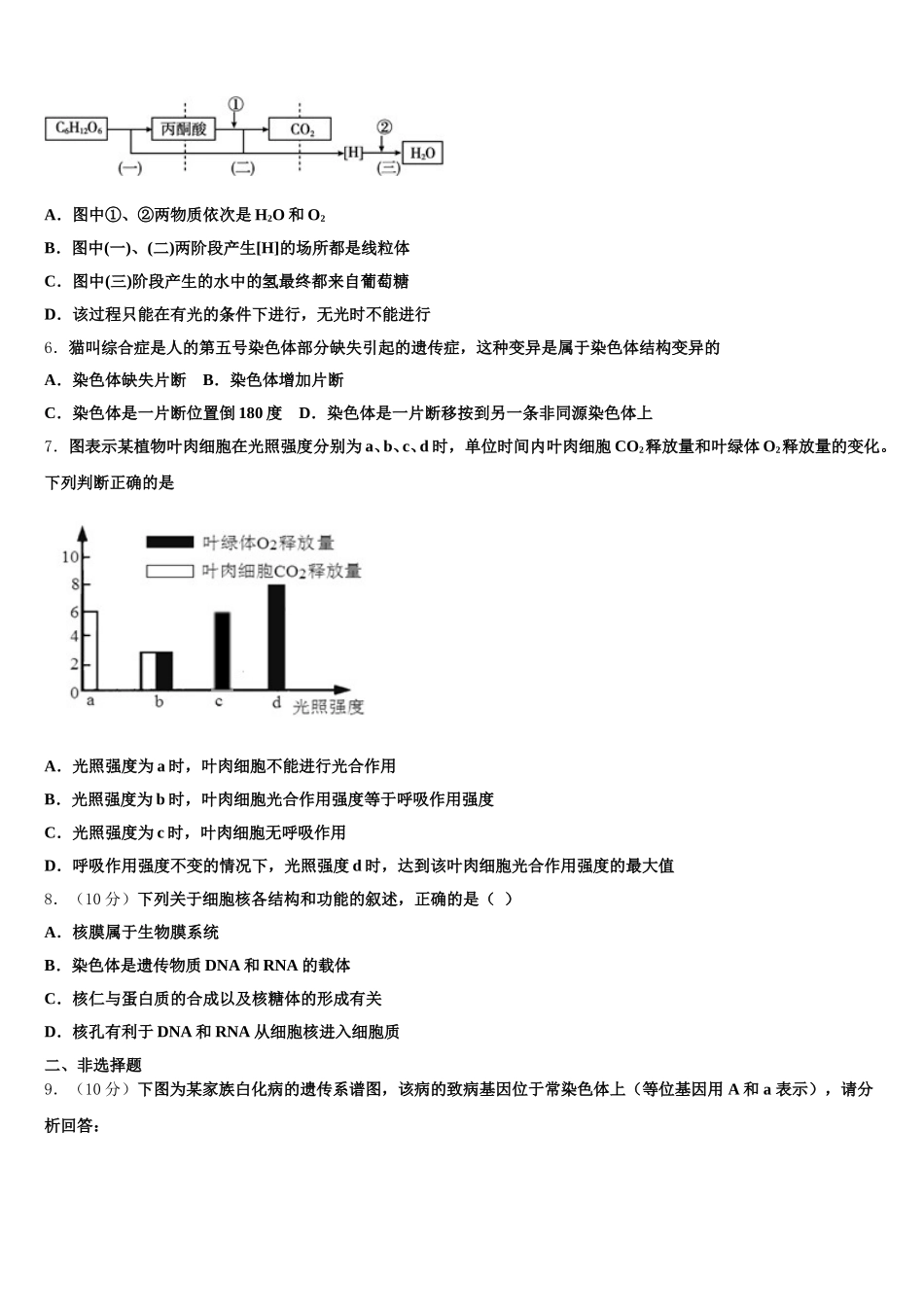 A佳经典联考2024-2025学年高一下生物期末学业水平测试模拟试题含解析_第2页