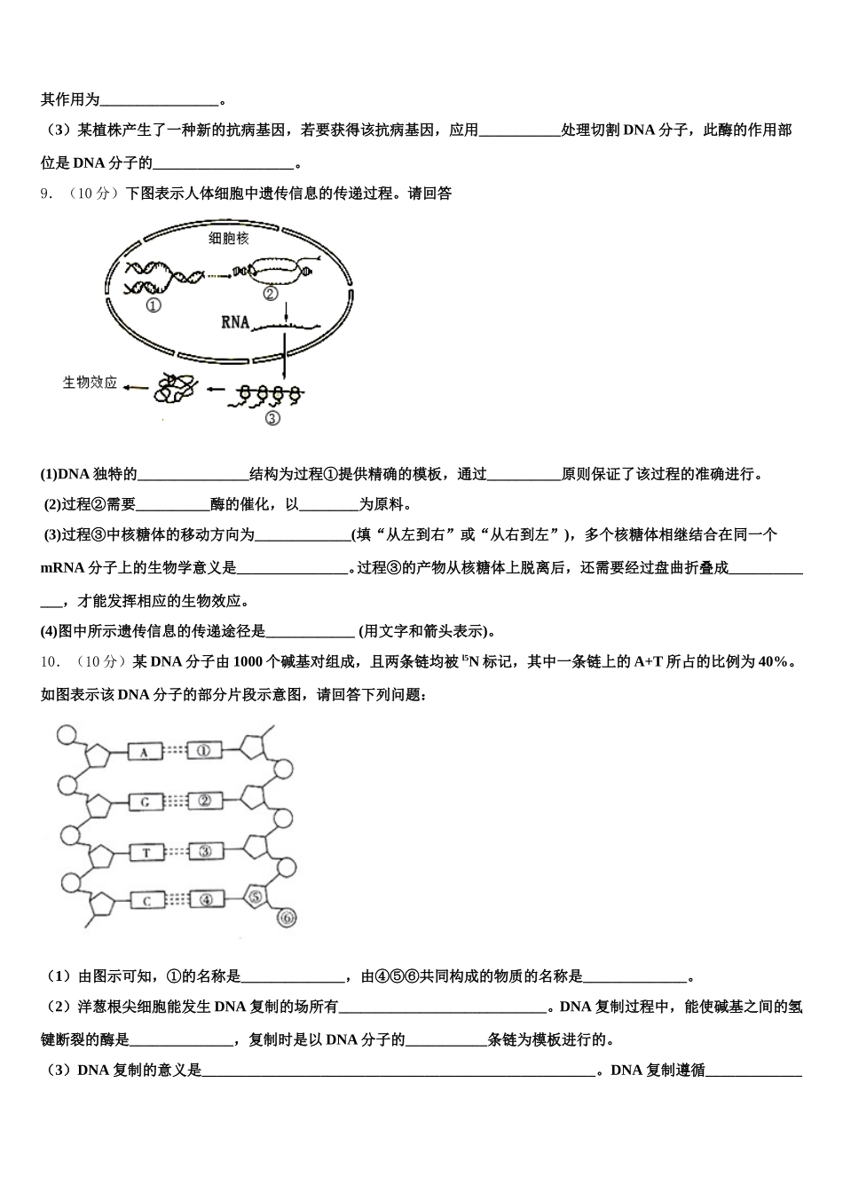2025届湖南省浏阳市第三中学生物高一第二学期期末质量跟踪监视模拟试题含解析_第3页