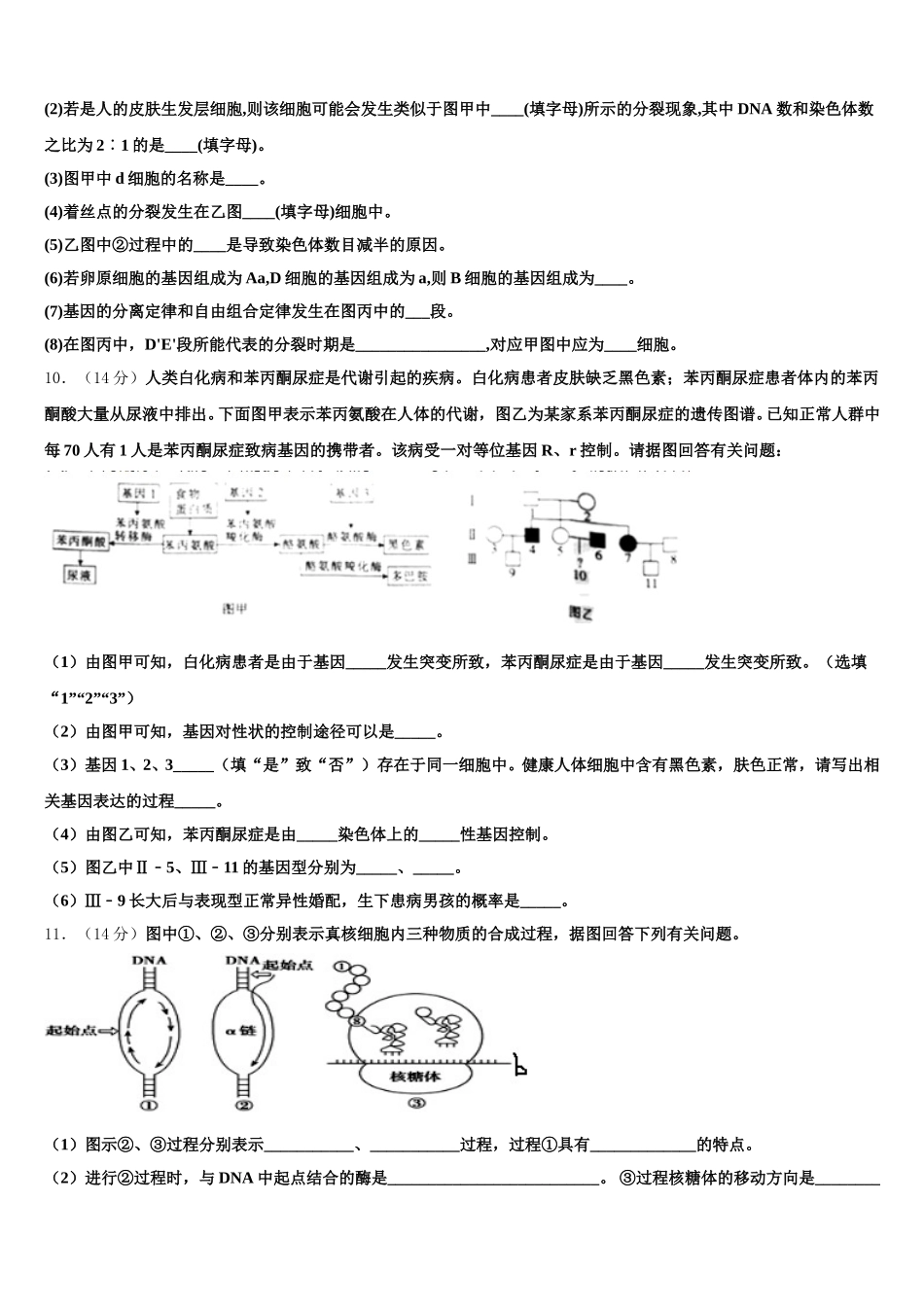 2025届湖南省常宁一中生物高一第二学期期末质量检测试题含解析_第3页