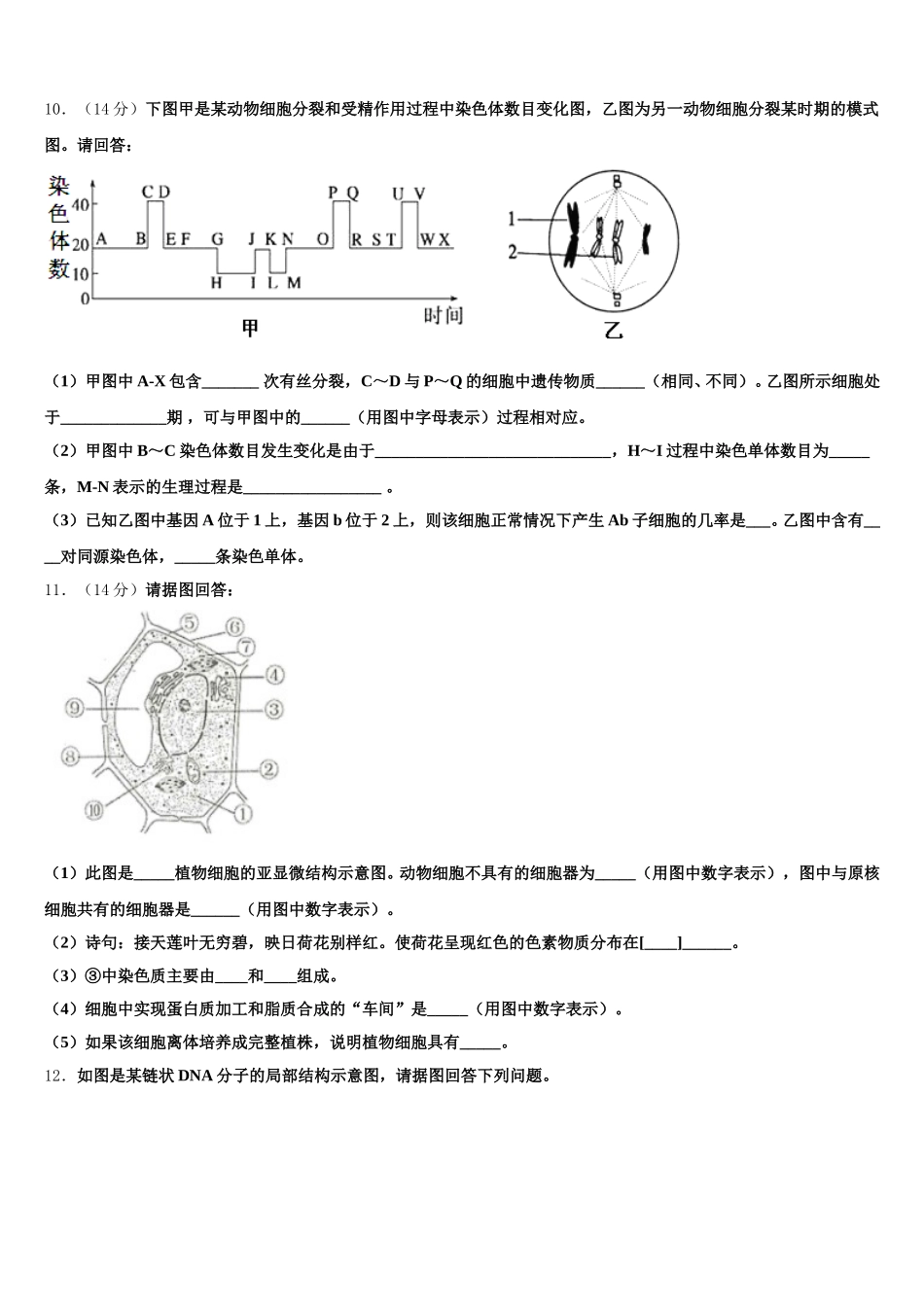 2025届湖南省长沙市湖南师大附中生物高一第二学期期末学业水平测试试题含解析_第3页
