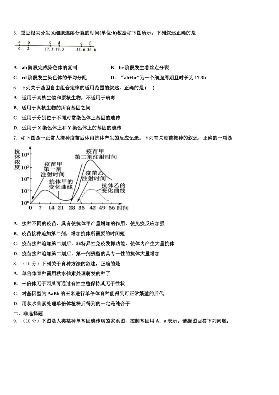 2025年湖南省醴陵市高一生物第二学期期末复习检测试题含解析_第2页
