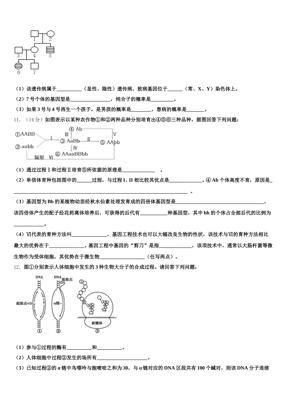 湖南省桃江县第一中学2025届生物高一下期末调研模拟试题含解析_第3页