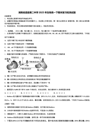湖南省道县第二中学2025年生物高一下期末复习检测试题含解析