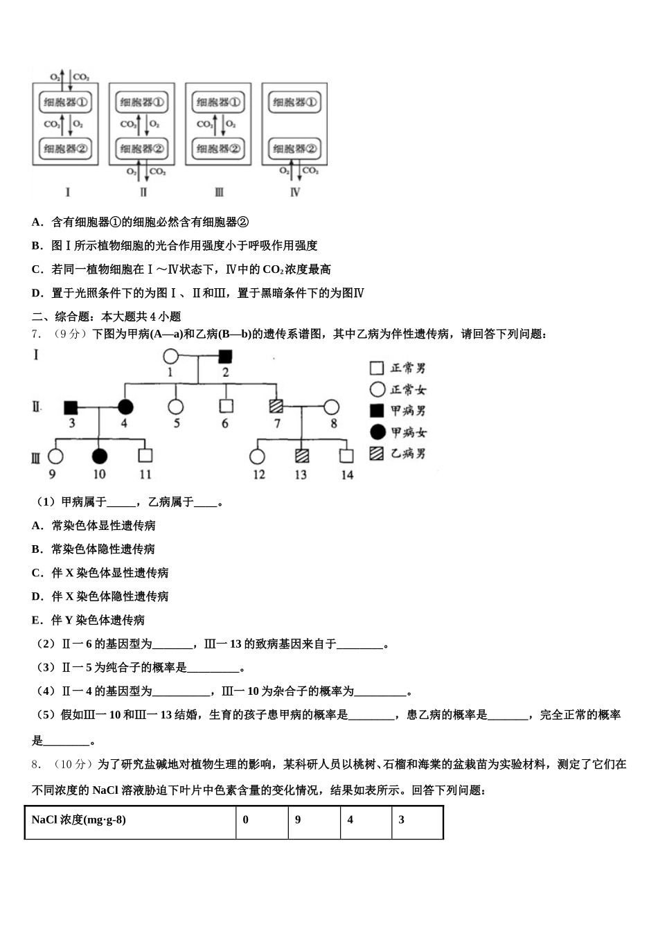 湖南省湖南师大附中2025届生物高一下期末复习检测试题含解析_第2页