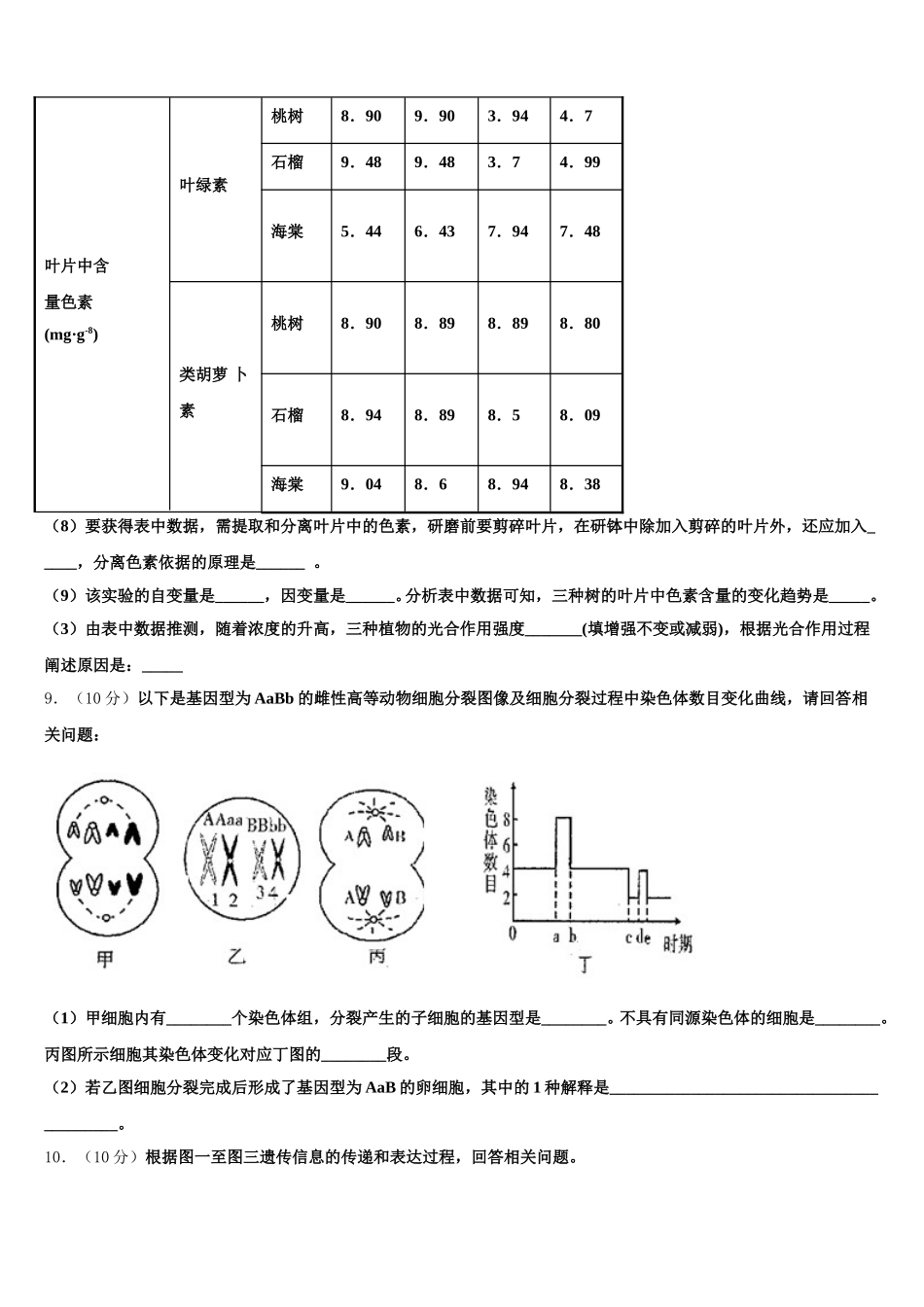湖南省湖南师大附中2025届生物高一下期末复习检测试题含解析_第3页