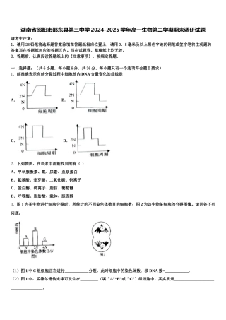 湖南省邵阳市邵东县第三中学2024-2025学年高一生物第二学期期末调研试题含解析