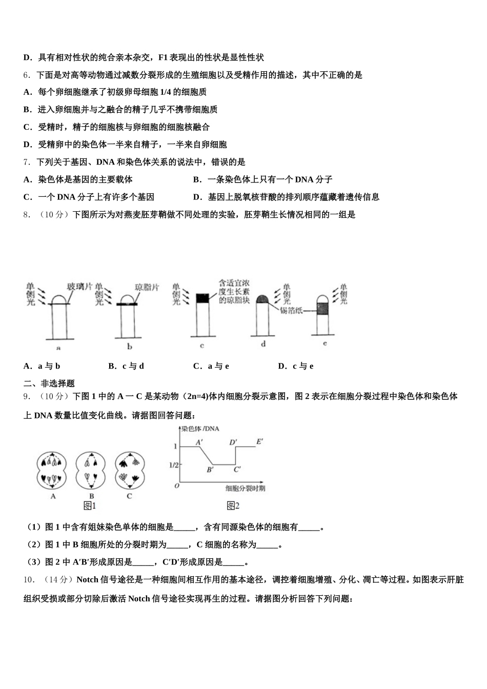 2025届湖南省桃江县生物高一第二学期期末考试试题含解析_第2页
