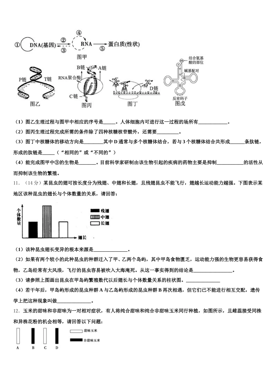 2025届湖南省汨罗市生物高一第二学期期末学业水平测试模拟试题含解析_第3页