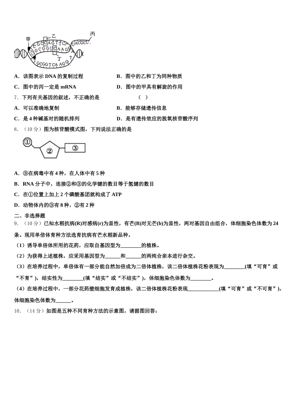 湖南省常德市芷兰实验学校2025届生物高一第二学期期末学业水平测试试题含解析_第2页