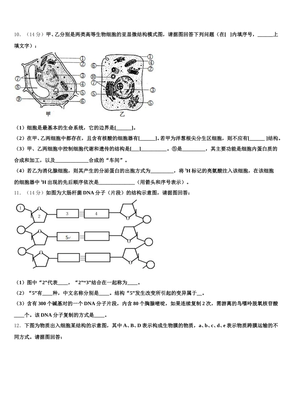 湖南省邵东市第一中学2025届生物高一第二学期期末预测试题含解析_第3页