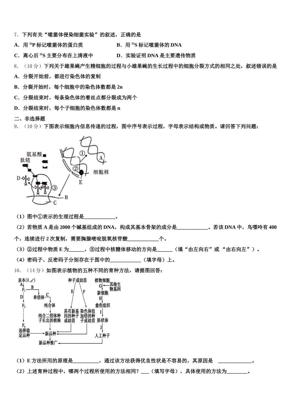 湖南省邵东县第十中学2025届高一下生物期末调研试题含解析_第2页
