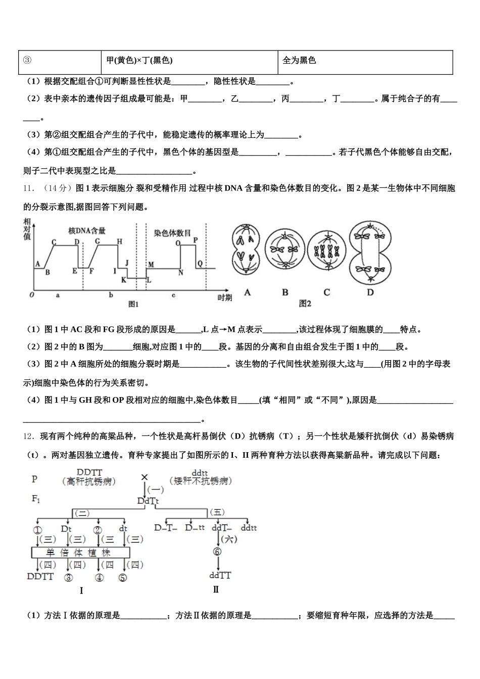 湖南省长沙市一中2025届高一下生物期末联考模拟试题含解析_第3页