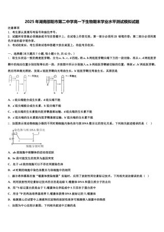 2025年湖南邵阳市第二中学高一下生物期末学业水平测试模拟试题含解析