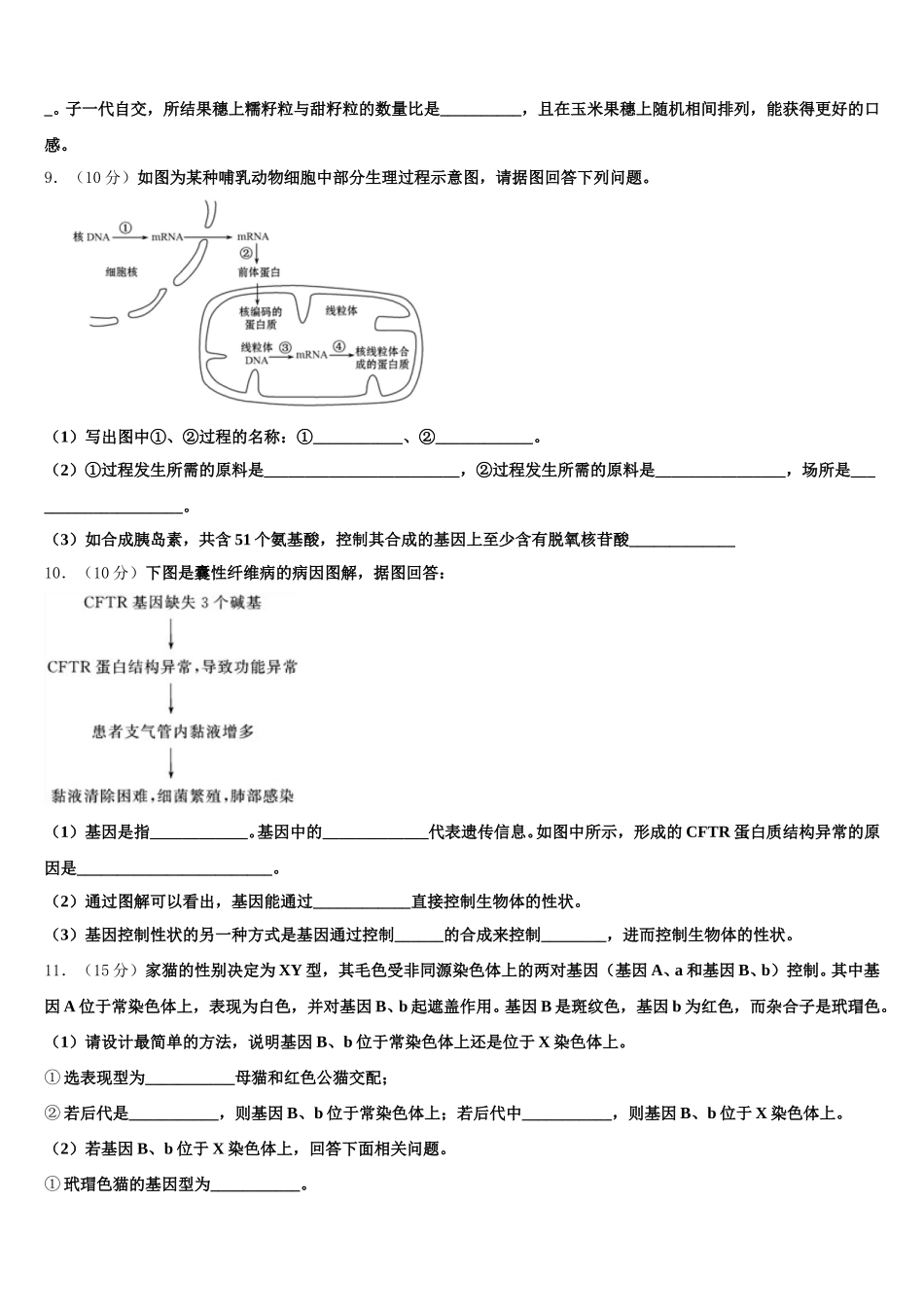 安徽省滁州市二中2024-2025学年高一生物第二学期期末综合测试模拟试题含解析_第3页