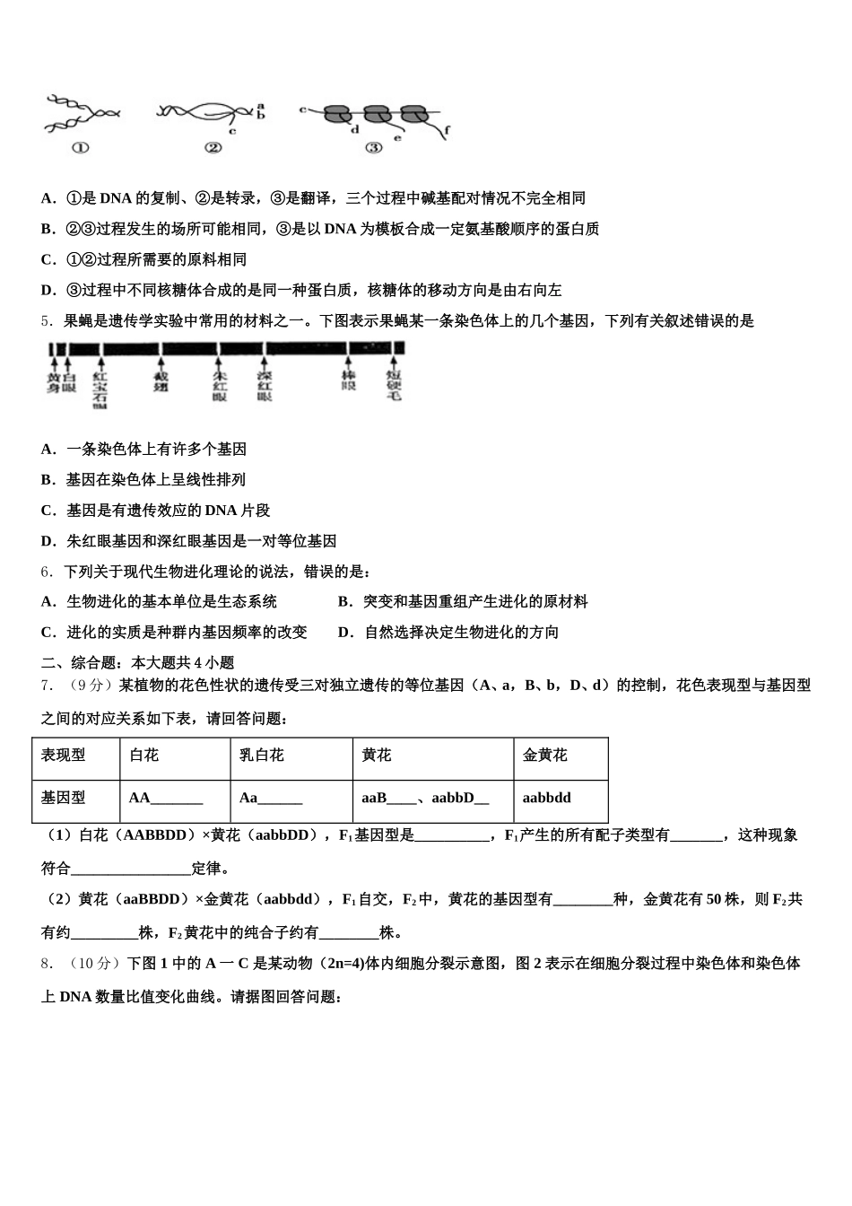 安徽省合肥三中2025年高一生物第二学期期末考试模拟试题含解析_第2页