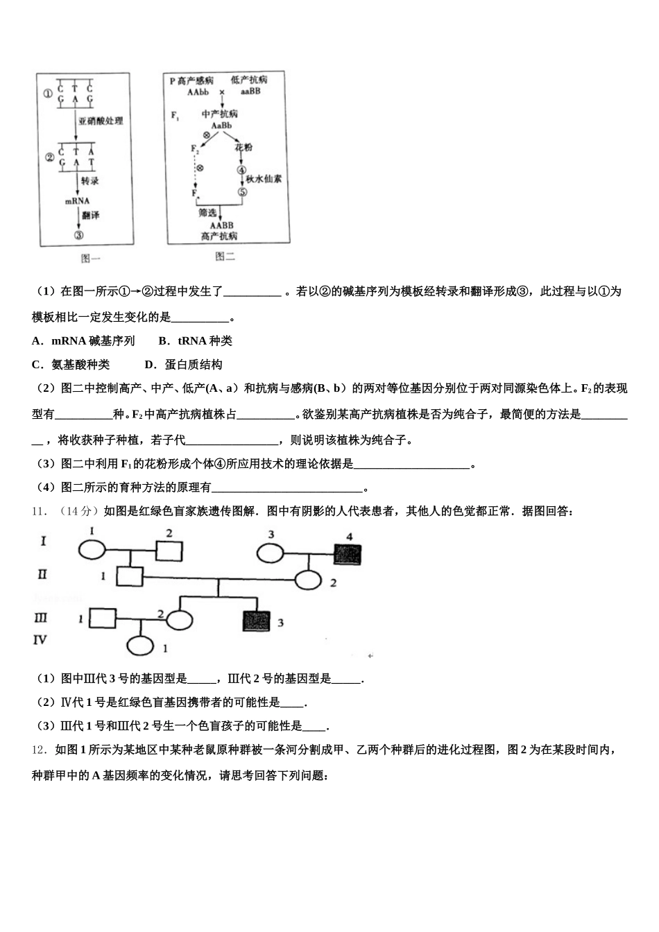 安徽省滁州三中2025年高一下生物期末经典模拟试题含解析_第3页