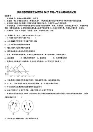 安徽省东至县第三中学三年2025年高一下生物期末经典试题含解析