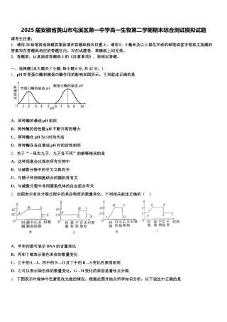 2025届安徽省黄山市屯溪区第一中学高一生物第二学期期末综合测试模拟试题含解析