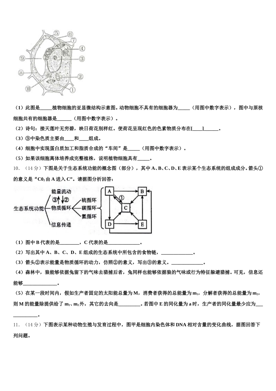 安徽马鞍山市2024-2025学年生物高一下期末学业水平测试试题含解析_第3页