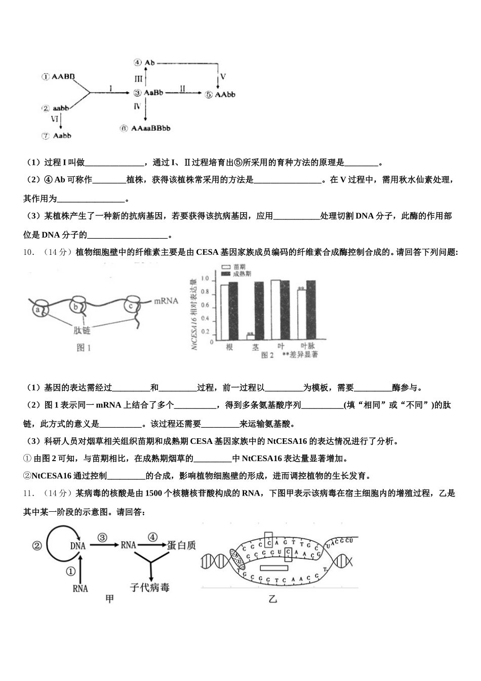 安徽省铜陵市第五中学2025年高一生物第二学期期末调研试题含解析_第3页