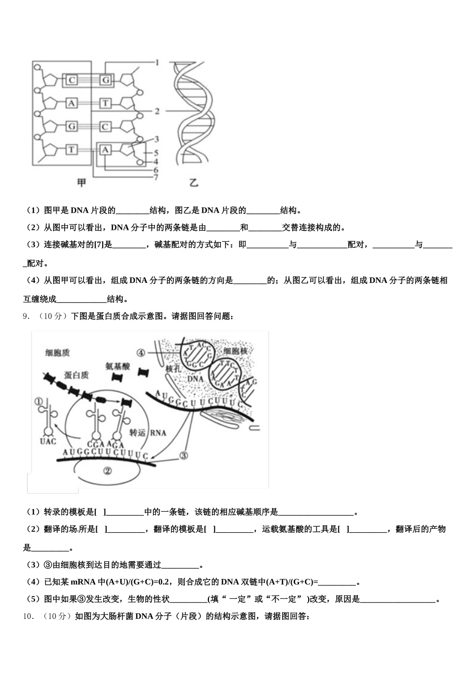 2025届安徽省合肥市高升学校高一生物第二学期期末学业水平测试试题含解析_第3页