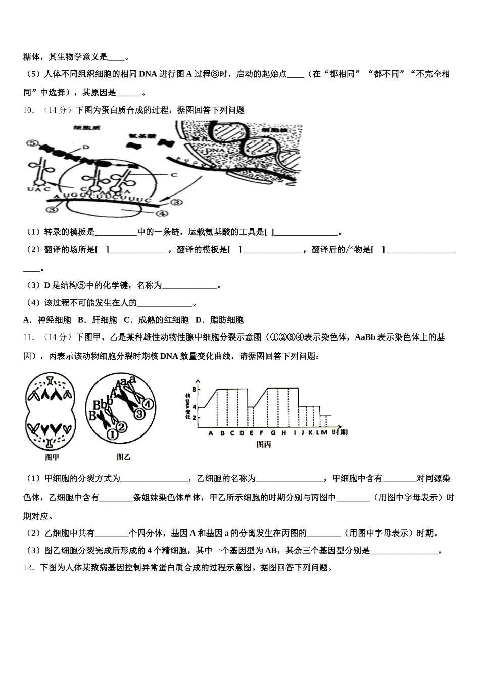 2024-2025学年安徽省淮北师范大学附属实验中学高一下生物期末综合测试模拟试题含解析_第3页