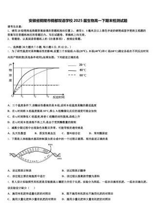 安徽省铜陵市铜都双语学校2025届生物高一下期末检测试题含解析