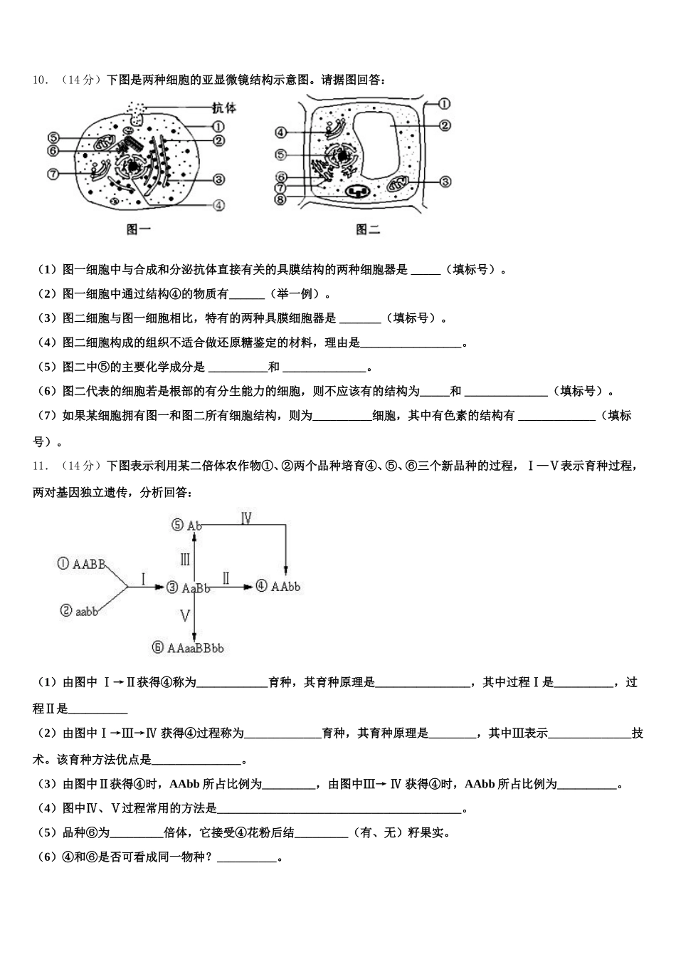 2024-2025学年安徽省阜阳市示范名校生物高一下期末学业质量监测试题含解析_第3页