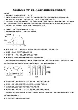 安徽省舒城桃溪2025届高一生物第二学期期末质量检测模拟试题含解析