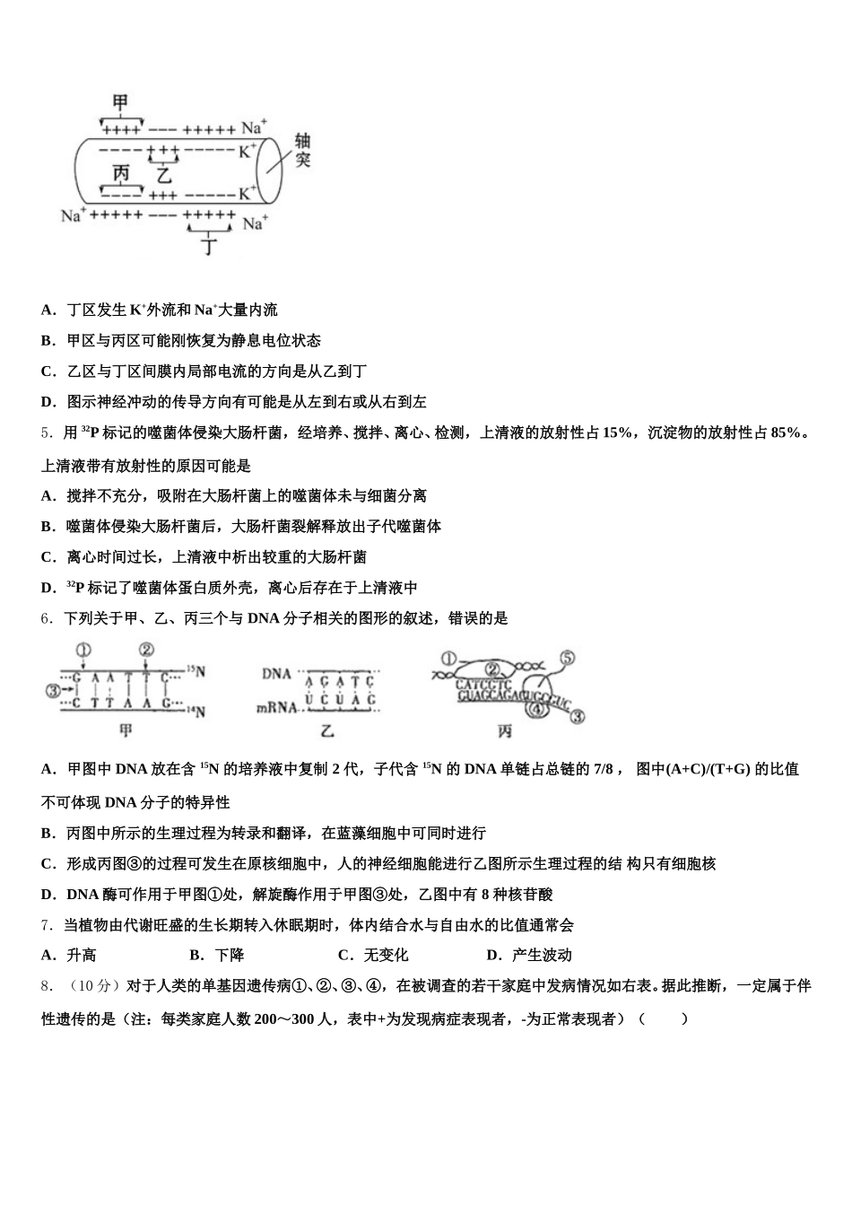 安徽省东至县第三中学三年2025年高一下生物期末学业质量监测试题含解析_第2页
