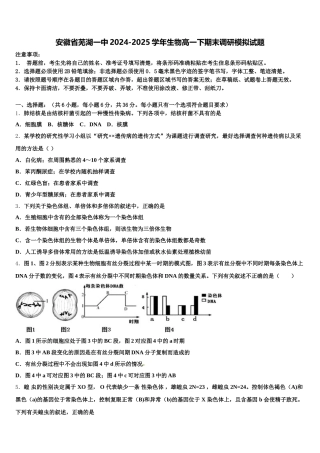 安徽省芜湖一中2024-2025学年生物高一下期末调研模拟试题含解析