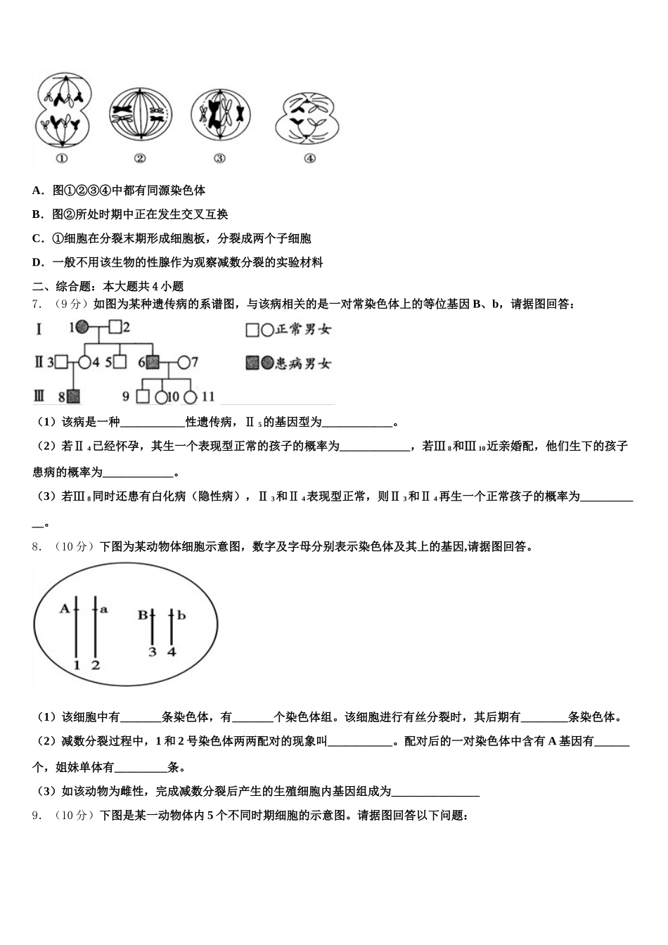 安徽省霍邱县第二中学2025届生物高一下期末综合测试试题含解析_第2页