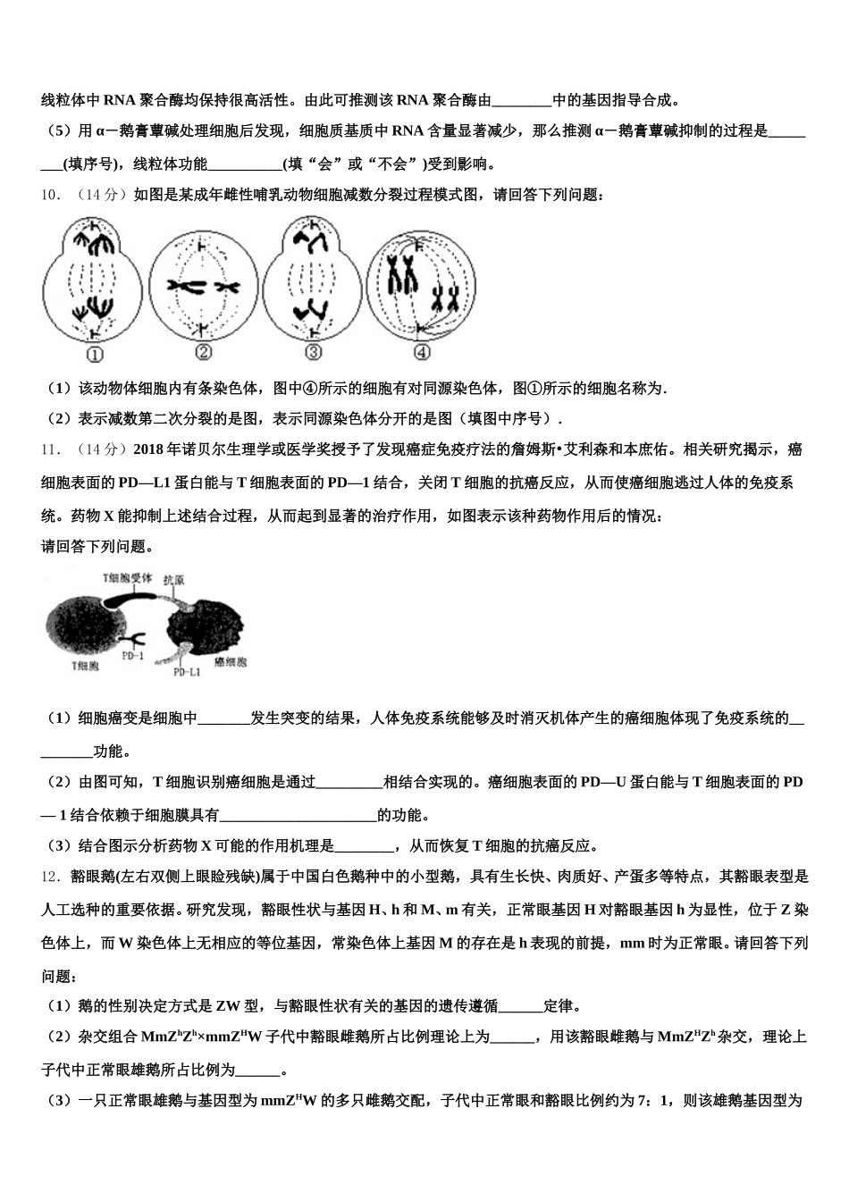 2025年安徽省定远县启明中学生物高一第二学期期末学业质量监测模拟试题含解析_第3页
