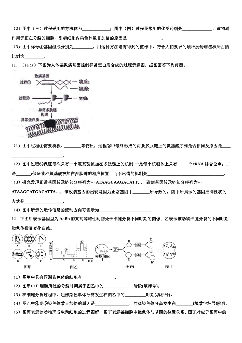 安徽省师范大学附属中学2024-2025学年高一下生物期末经典试题含解析_第3页
