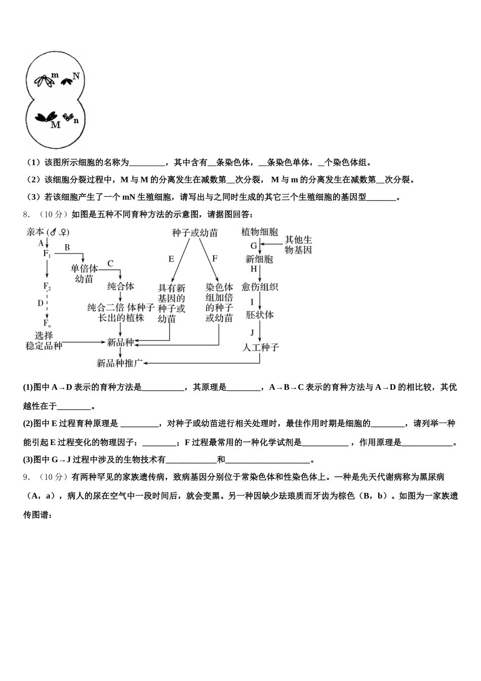 安徽省临泉县第二中学2025届高一生物第二学期期末复习检测试题含解析_第2页