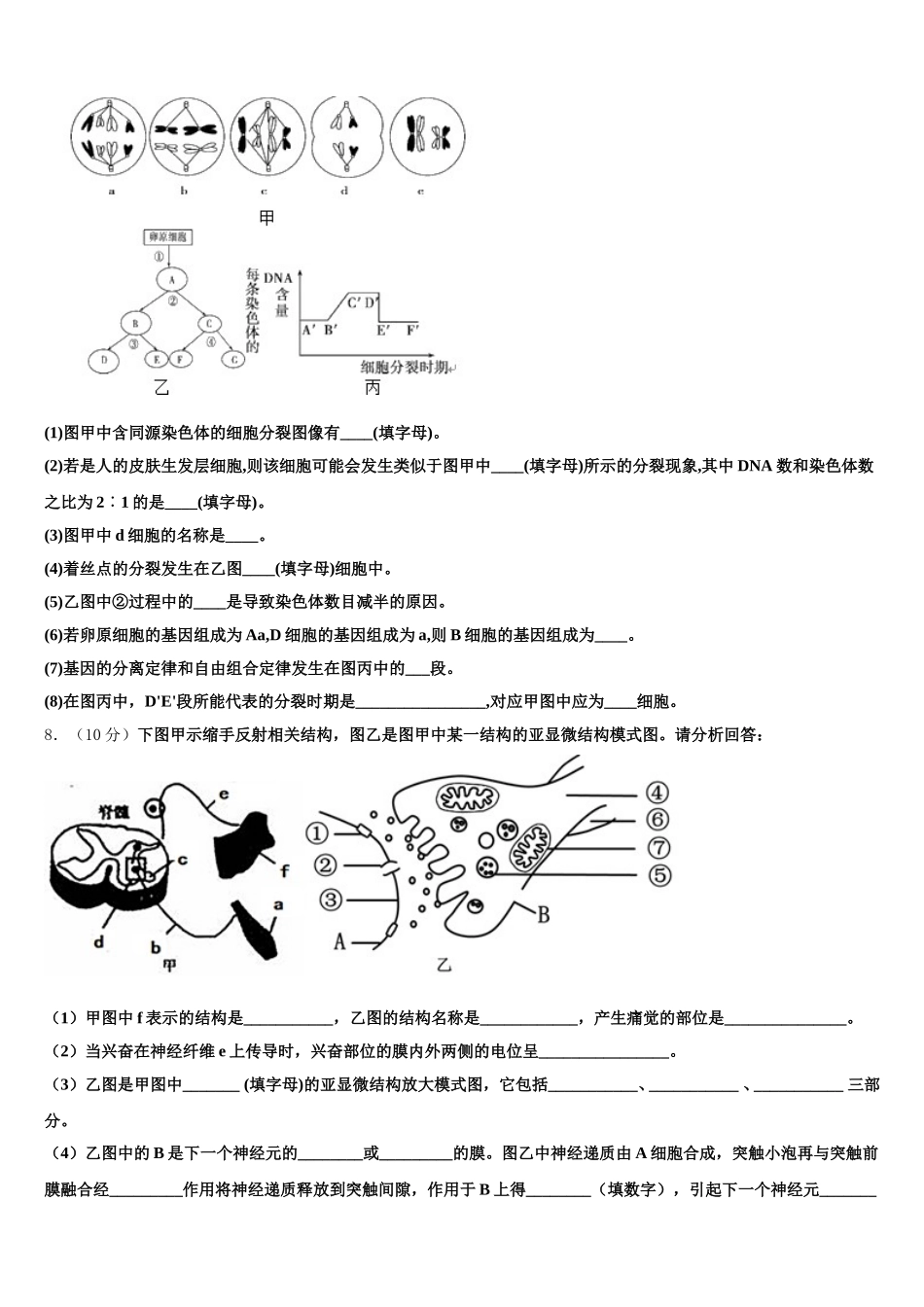 2024-2025学年安徽省皖西南联盟生物高一第二学期期末学业水平测试模拟试题含解析_第3页
